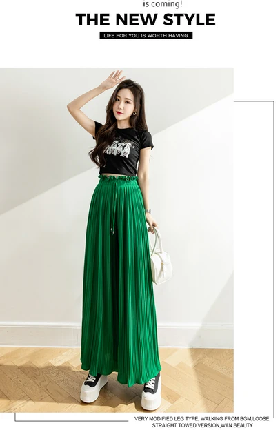 eam] High Waist Gray Pleated Long Wide Leg Casual Trousers New Loose Fit  Pants Women Fashion Tide Spring Autumn 2022 1de0926 - Pants & Capris -  AliExpress