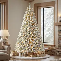 7ft Pre-Lit Flocked Spruce Artificial Christmas Tree with Remote, Timer, 400 Lights, 1062 Tips, White 6