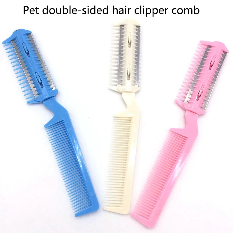 

Pet Hair Trimmer Comb Cutting Cut Dog Cat With 2 Blades Grooming Razor Thinning Hairbrush Comb Products For Cats