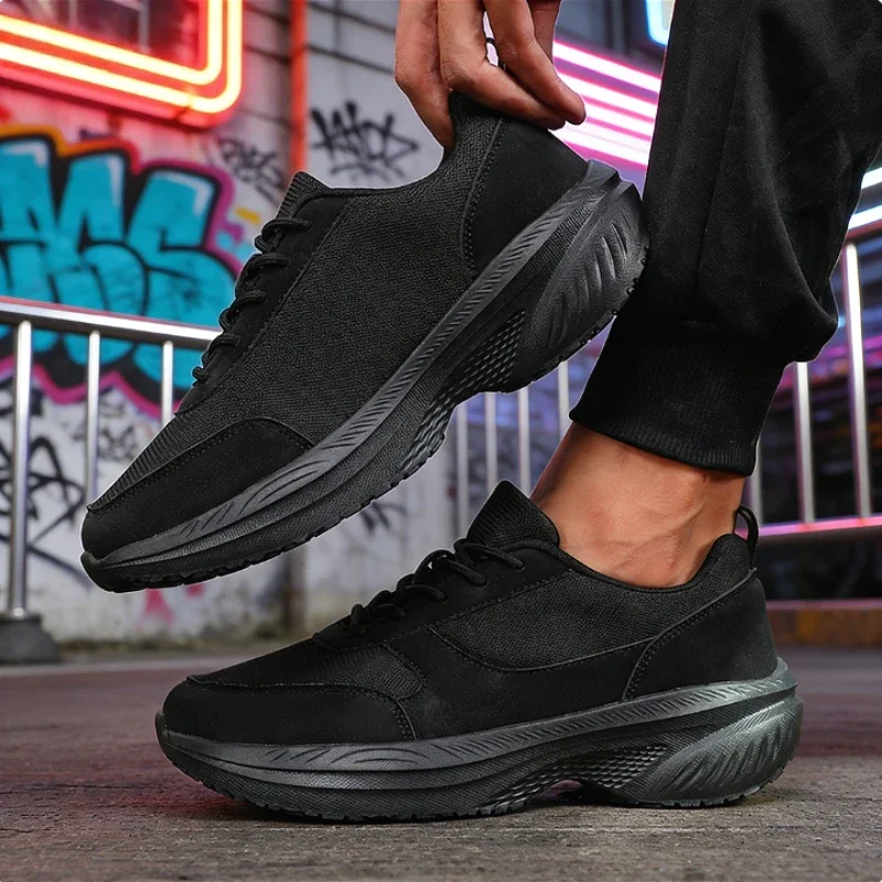 Wide Toe Men's Sneakers Chic Versatile Generic Breathable Causal Shoes Sweat-Absorbent Non-Slip Thick Sole Comfort Walking Shoes