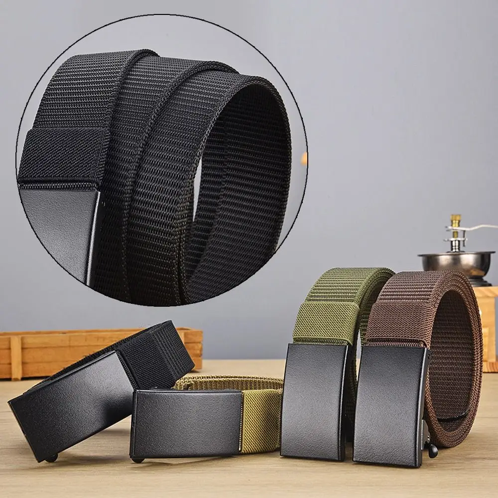 

Luxury Brand Nylon Braided Belt Men Simple Wild Style Business Casual Canvas Strap Automatic Buckle Waistband