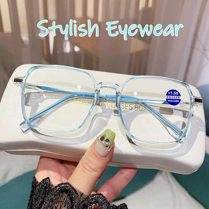 

Luxury Style Reading Glasses for Ladies Fashion Deisgn Square Frame Computer Eyewear Men Women Anti-blue Far Sight Eyeglasses