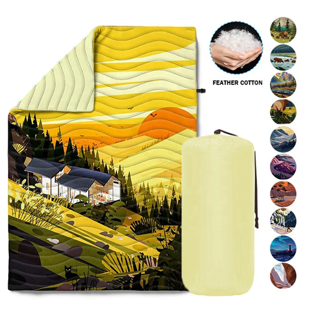 Quilting Nylon Water Resistant Camping Mat Blanket Winter Warm Lightweight Hiking Goose Down Blanket