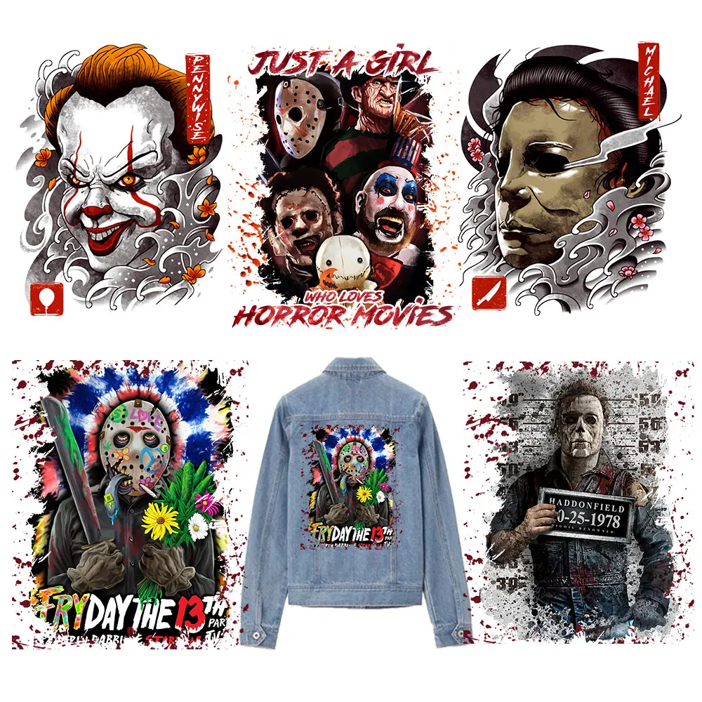 CoolArtHeatTransferHorrorMovieIronOnPatchesForClothingDIY