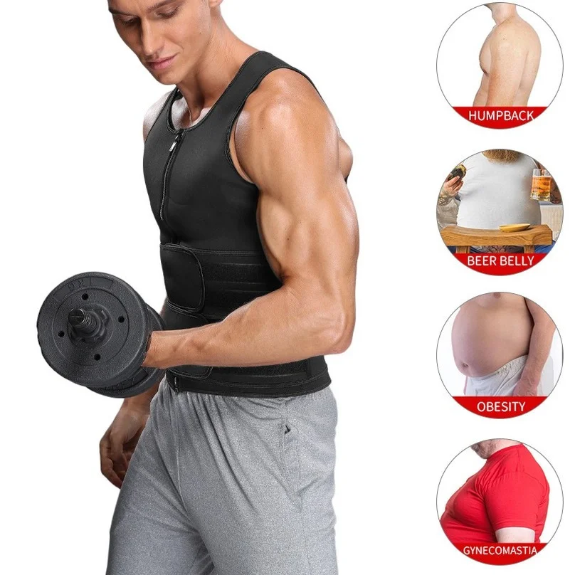 Waist Trainer Corset Body Shaper Men Sauna Sweat Abdominal Binder Belt Slimming Belly Neoprene Vest Tank Top Fat Burner Fitness
