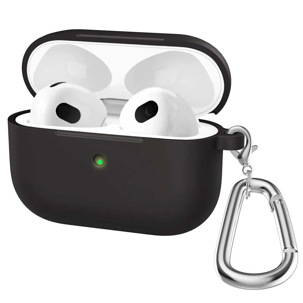 Silicone Cases For Apple Airpods 3rd generation Protective Shockproof Wireless Earphones Cover With Hook for air pods 3 Box Bags