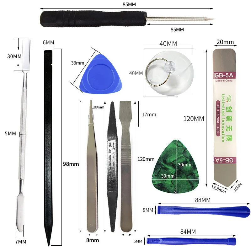 Kit De Réparation Téléphone 22 Pièces - Tournevis, Ventouses, Spatules, Levier - Pour écran Smartphone Et Tablette