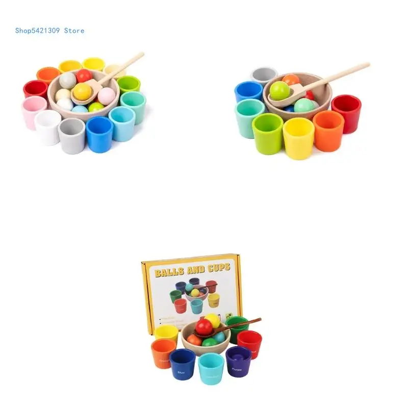 

85WA Математическая игрушка-счетчик, мяч и чашки, настольная игра для сортировки цветов, детская обучающая игрушка для мелкой