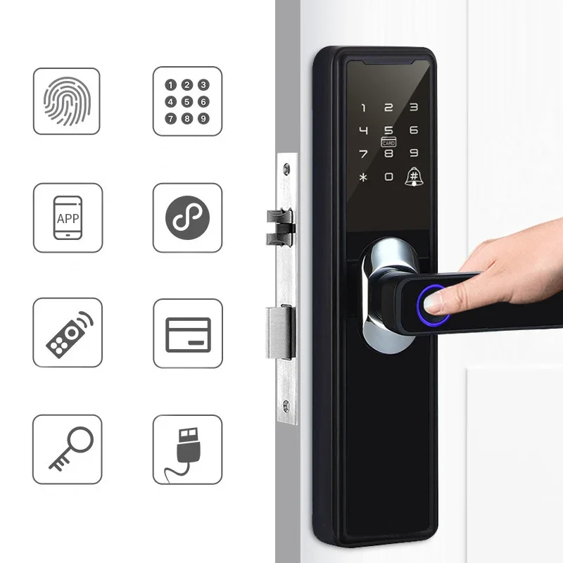 Description Picture 3 of itemWifi Smart Door Lock With Tuya Wifi Remote Electronic Password IC Card Fingerprint Printing Security Alarm Anti-theft Home