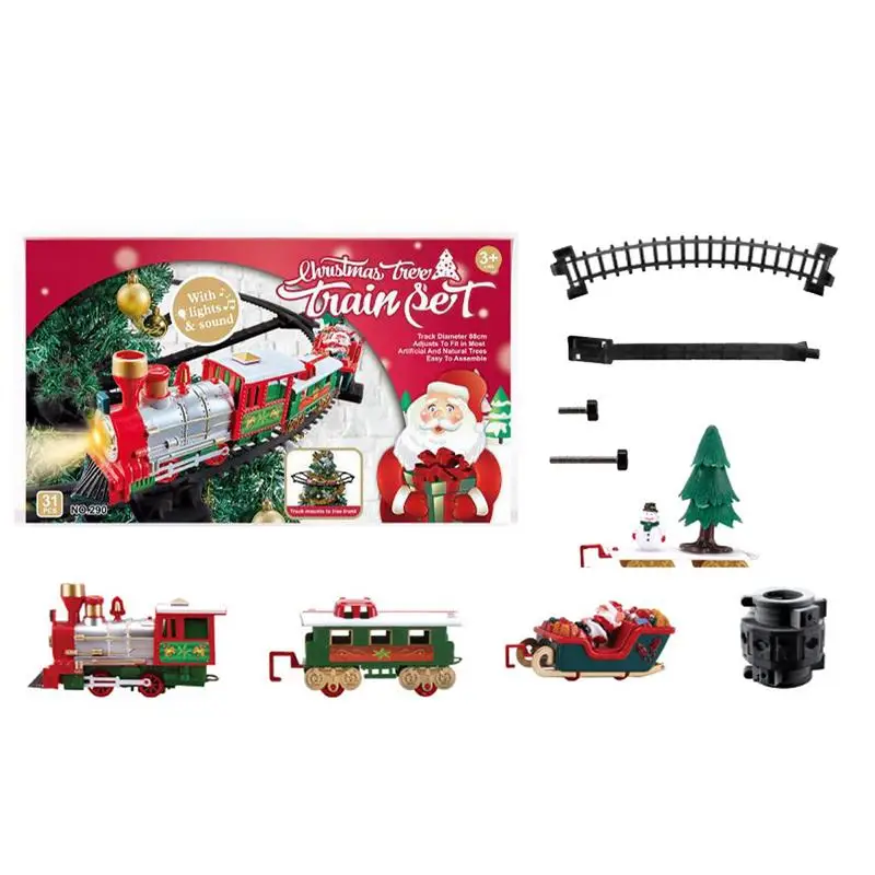

Battery Operated Train Toys Animated Train Around The Tree Christmas New Year Toys Electric Train Set With Lights Sound Toy Set