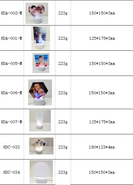 Acrylic picture frame sublimation LED light Color changing photo frame –  The Blank Stockpile