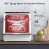 Portable Dishwasher Countertop, WIFI Smart Dishwasher, Compact Dishwashers with 5L Built-in Water Tank, 6 Programs, 360° Dual 5