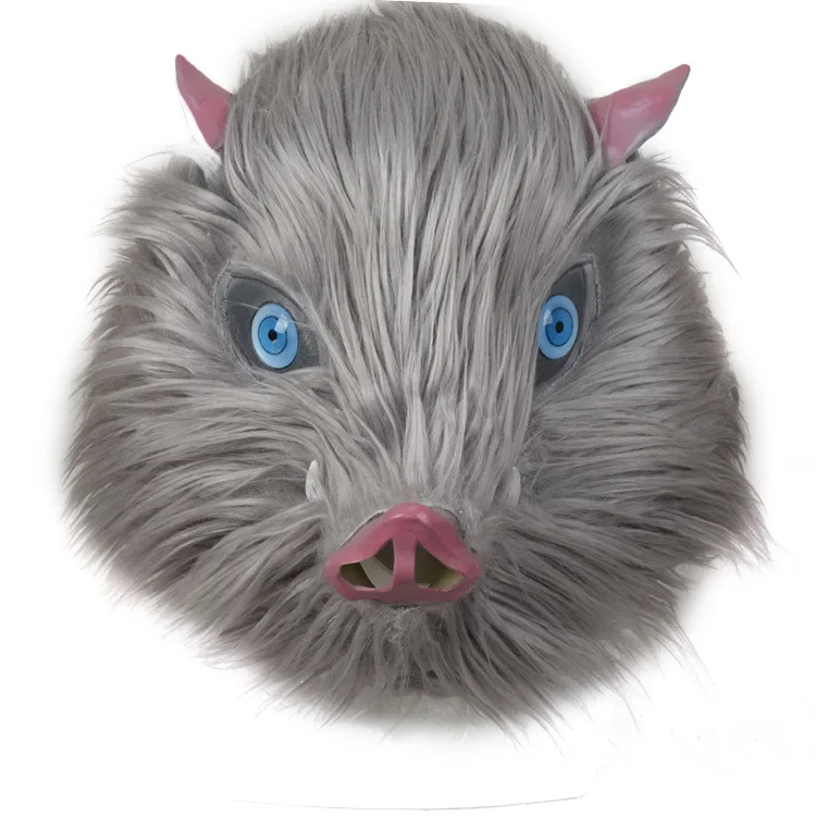 Cosplay Inosuke Hashibira Mask Helmet Demon Slayer Kimetsu No Yaiba Hood Hair Pig Mask Headwear Halloween Carnival Costume Prop masquerade mask,full face mask,half face mask,game cosplay props