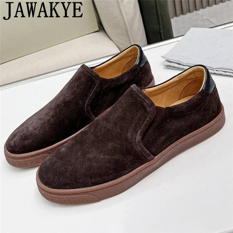 

Kid Suede Slip On Lazy Shoes Men Flats Round Toe Platform Shoes For Men Casual Thick Sole Designer Shoes Male Spring 2022 Zapato
