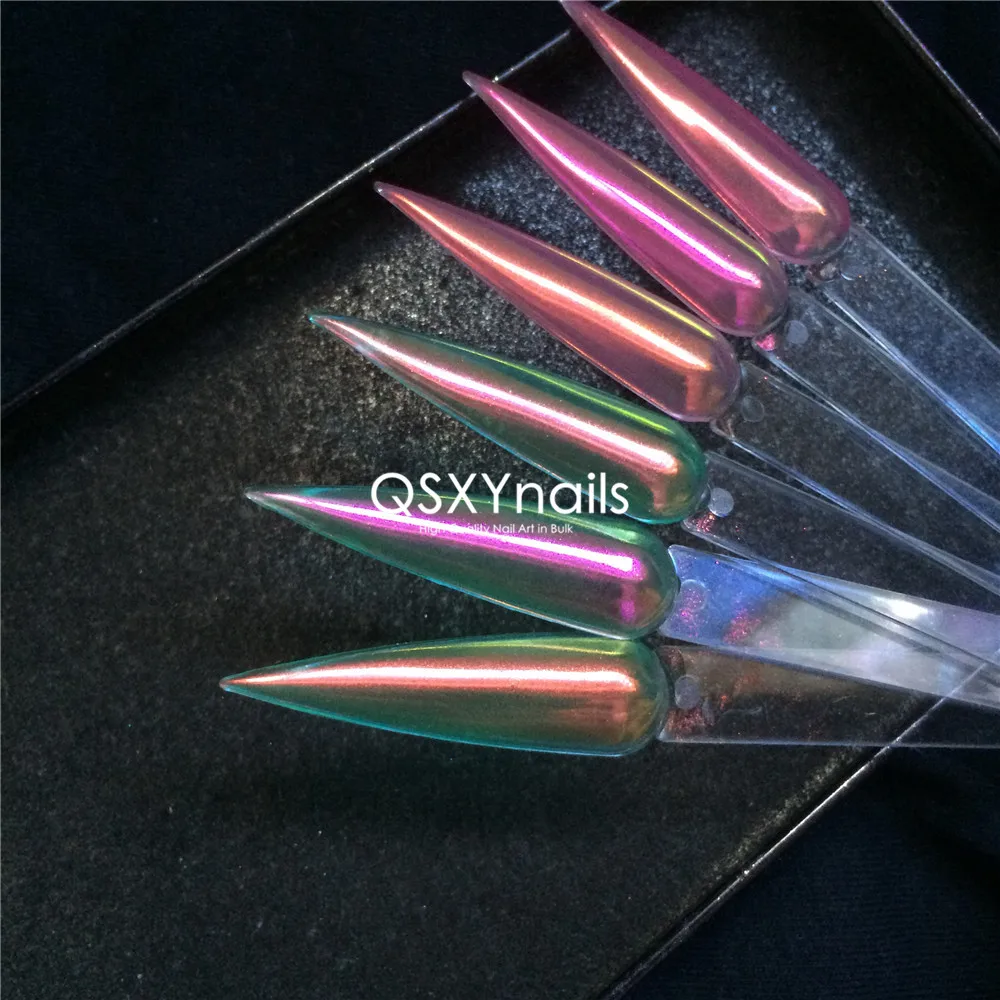 0.5g High Gloss Orange/Red/Pink Aurora Powder Mirror Chrome Pigment Mermaid Nail Art Smooth Rubbing Glitter for Gel Polish