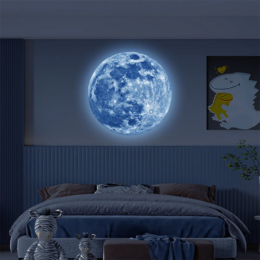 NewPVCLuminousMoonWallStickersHomeDecorationsEarthGlowInThe