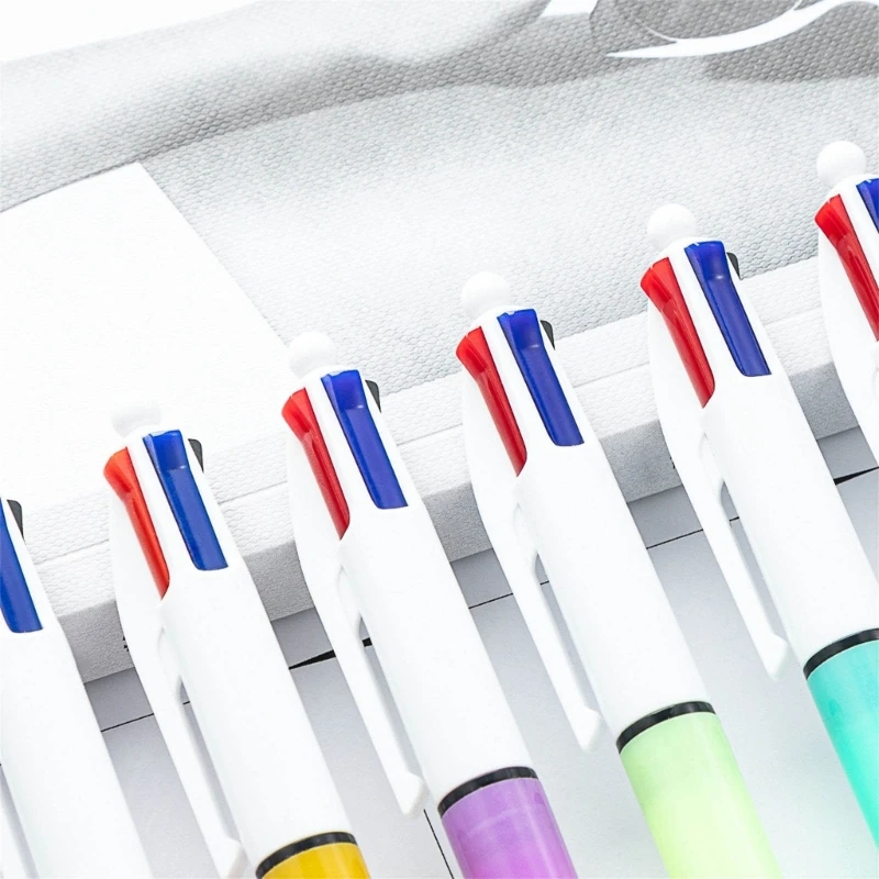 4-in-1 Retractable Ballpoint Pens 4 Colors Shuttle Pens Multicoloured Pens Office School Supplies for Smooth Writing K1KF 4
