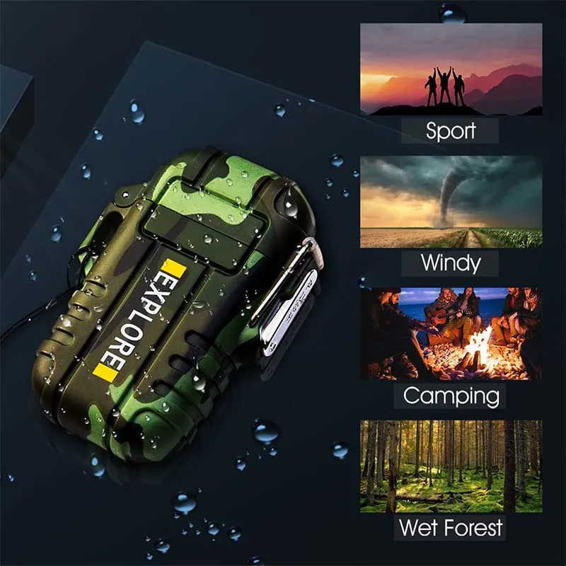 Outdoor Waterproof Usb Electric Lighter Windproof Dual Arc Plasma Lighters Smoking Accessories BBQ Candle lighter For Explorer bbq lighter cigarette lighter electric arc igniter