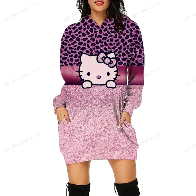thumbnail image 1 of Sudadera con capucha con estampado de Hello Kitty de Anime japonés para mujer, sudadera holgada de manga larga con cuello redondo y Hello Kitty para niñas y mujeres, 1 of 5