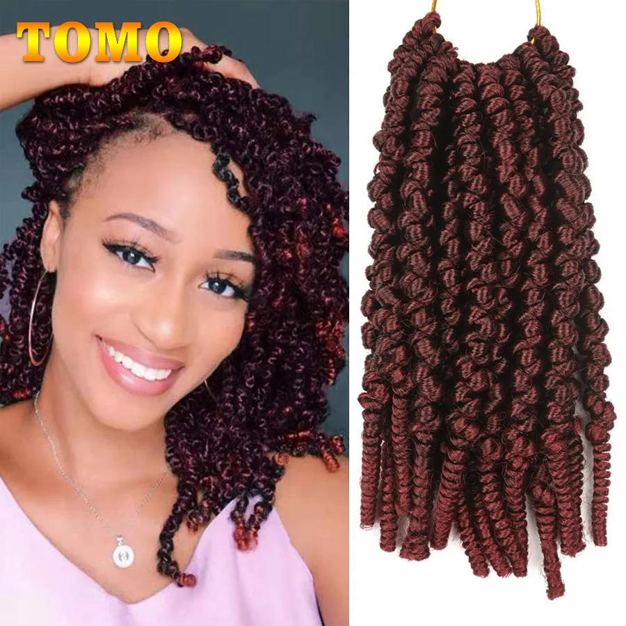 

TOMO Curly Bomb Twist Synthetic Hair 8 Inch Short Passion Twists Crochet Braids Ombre Spring Twists Braiding Hair Extensions