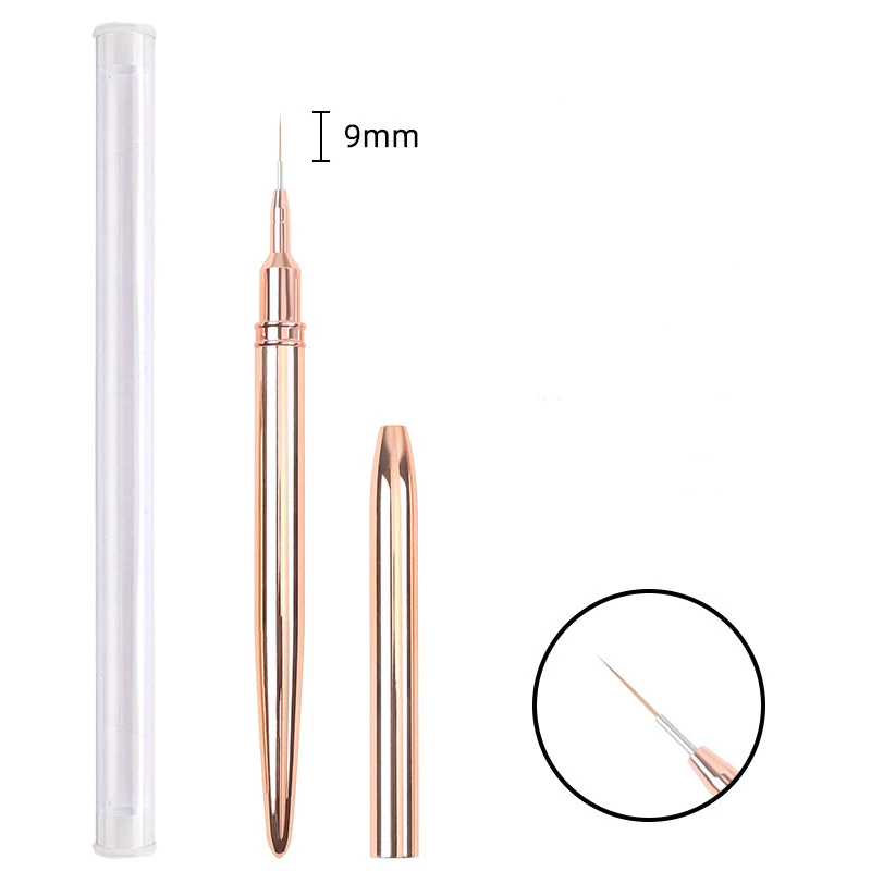7/9/11/15/20mm Rose gold Nail Liner Brush French Stripe Painting Tools Nail Drawing Pen 6