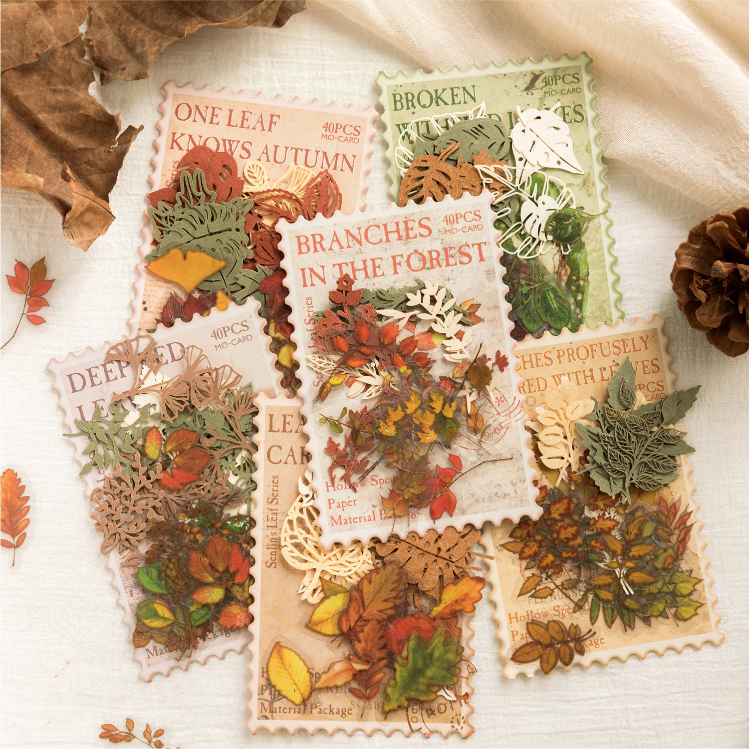 

40 Pcs Natural plant leaves Stickers Decoration Cute Flower Stickers DIY Diary Album Scrapbooking material junk journal supplies