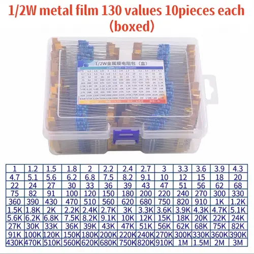 1/4W 1/2W 1W 2W 3W Resistor Set Resistance 1% 1/4W 1/2W 1W 2W 3W Metal Film Resistors Kit Ohm Electronic Components Kit - Image 14