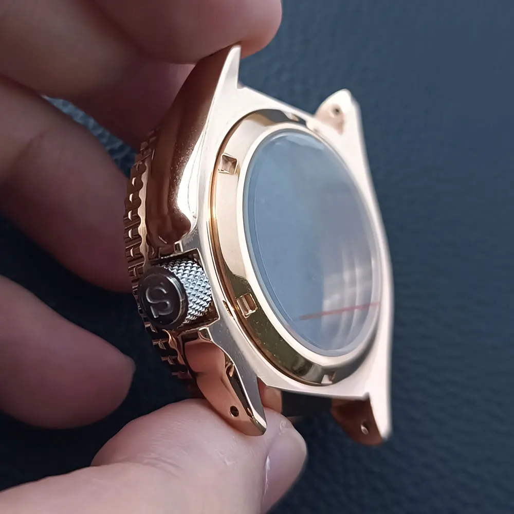 42mm Gold/Rose Gold Steel Watch Case with Sapphire Glass and 22mm Strap