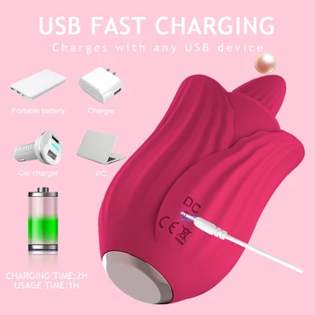 10 Speed Rose Vibrator USB Rechargable Clit Nipple Oral Pussy Licking Clitoris Stimulator Female Masturbation Sex Toys for Women 4
