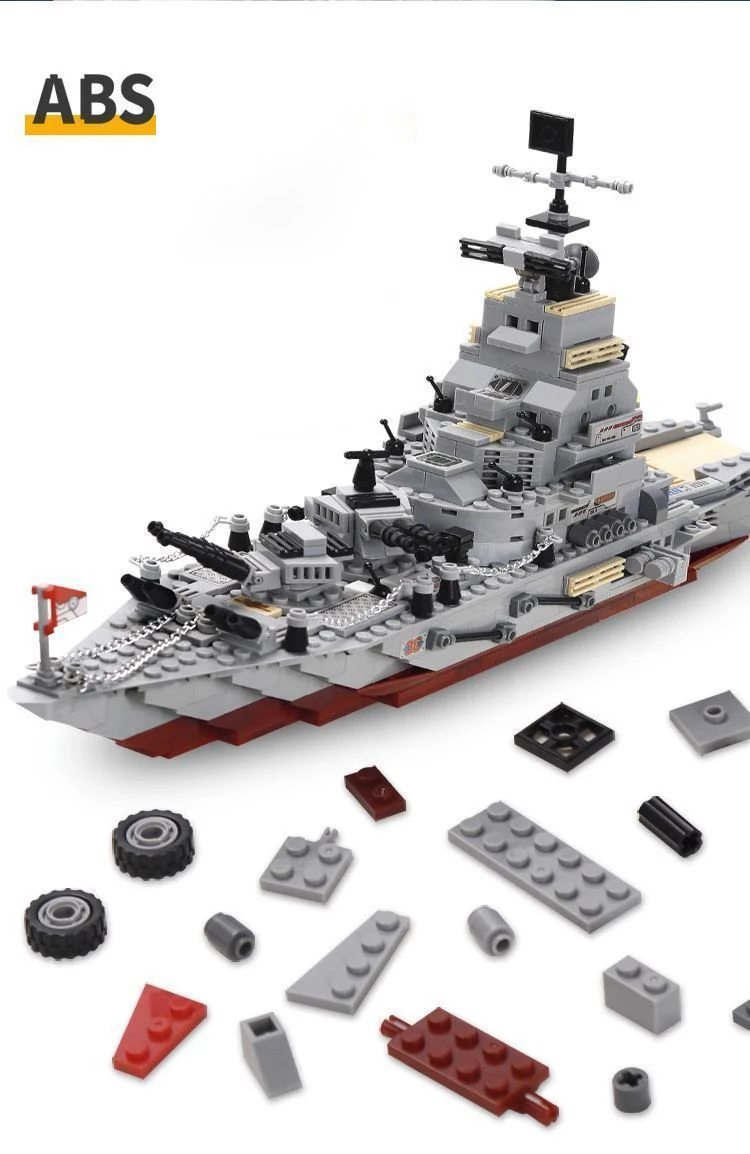 1000+ Teile Marine-Kriegscharioten-Schiff Armee-Boot Flugzeug-Modell Kriegsschiffe Bausteine Stadt Kinder Spielzeug für Jungen – Detail 2