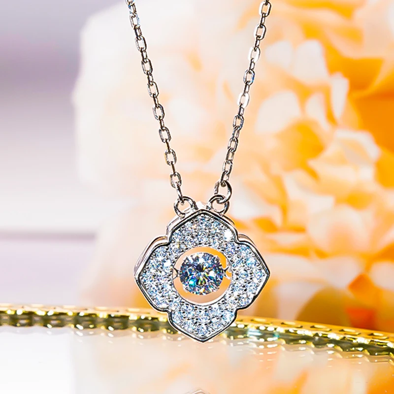 

Trendy D Color Moissanite Necklace Four Leaf Clover for Woman Solid s925 Sterling Silver Wedding Anniversary Gift Fine Jewelry