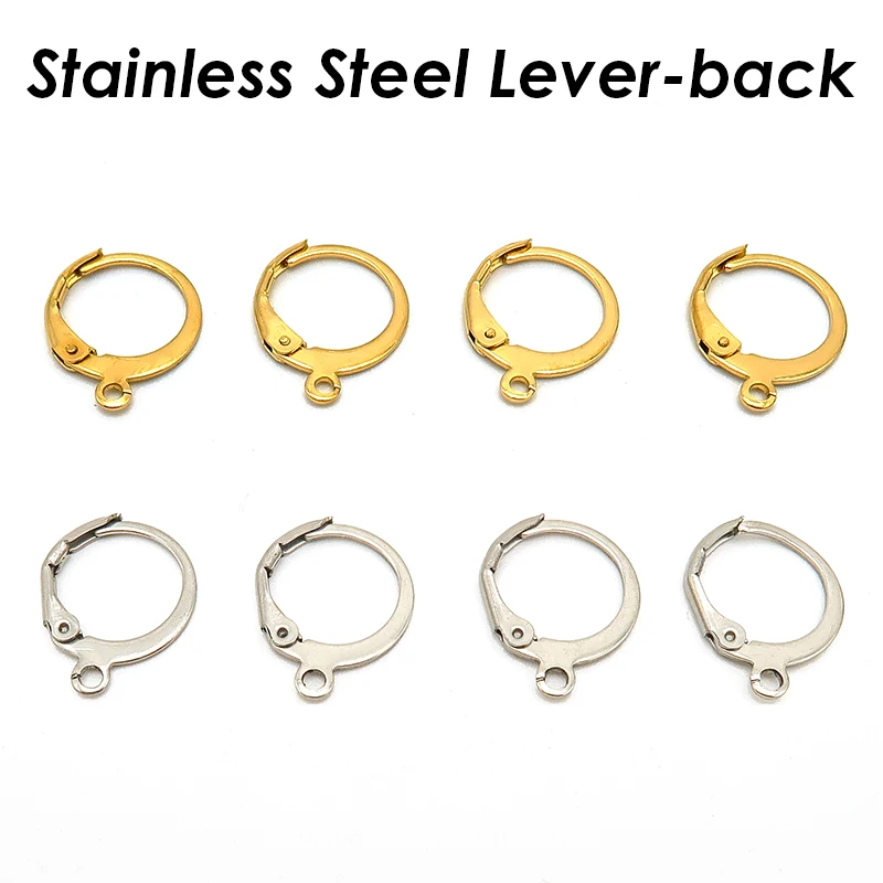 100 x Stainless Steel Earring Hooks Gold Silver Leverback Earring Findings  Lever Back Earring Hoops Hypoallergenic Earwires - AliExpress