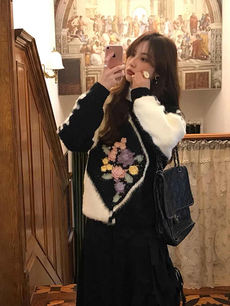 

106cm Bust Autumn Spring Original Design Women Handknit Vintage Inspired Handmade Wool Pullover Sweaters Jumpers