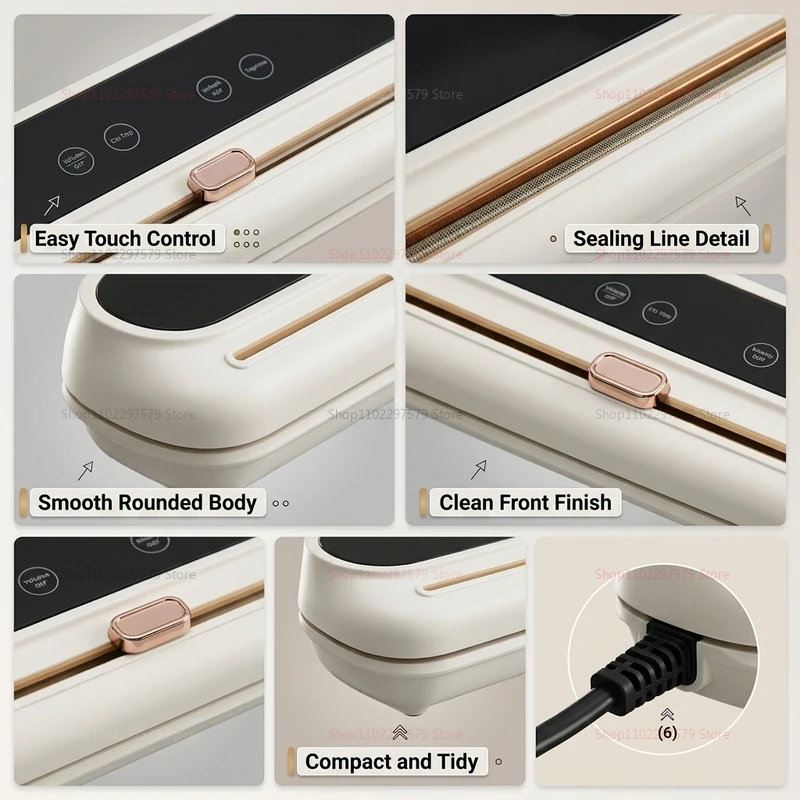 Electric Vacuum Sealer with Built-in Cutter for Food Preservation Dry and Wet Modes Vacuum Packaging Machine for Home Kitchen 3