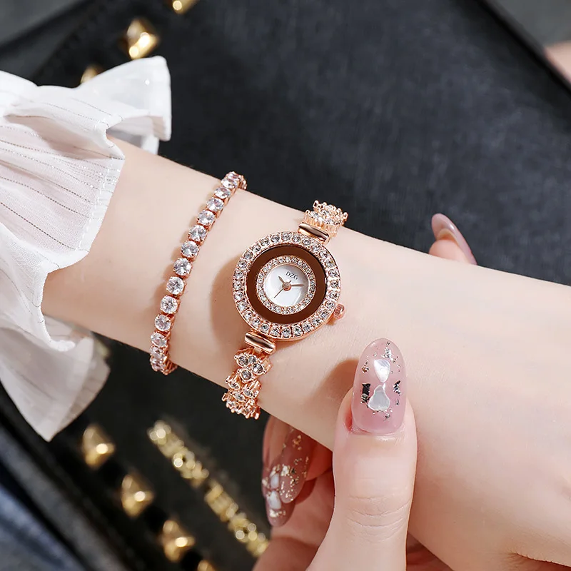 Diamond small dial spiral crown quartz watch casual simple temperament watch for women reloj mujer montre femme