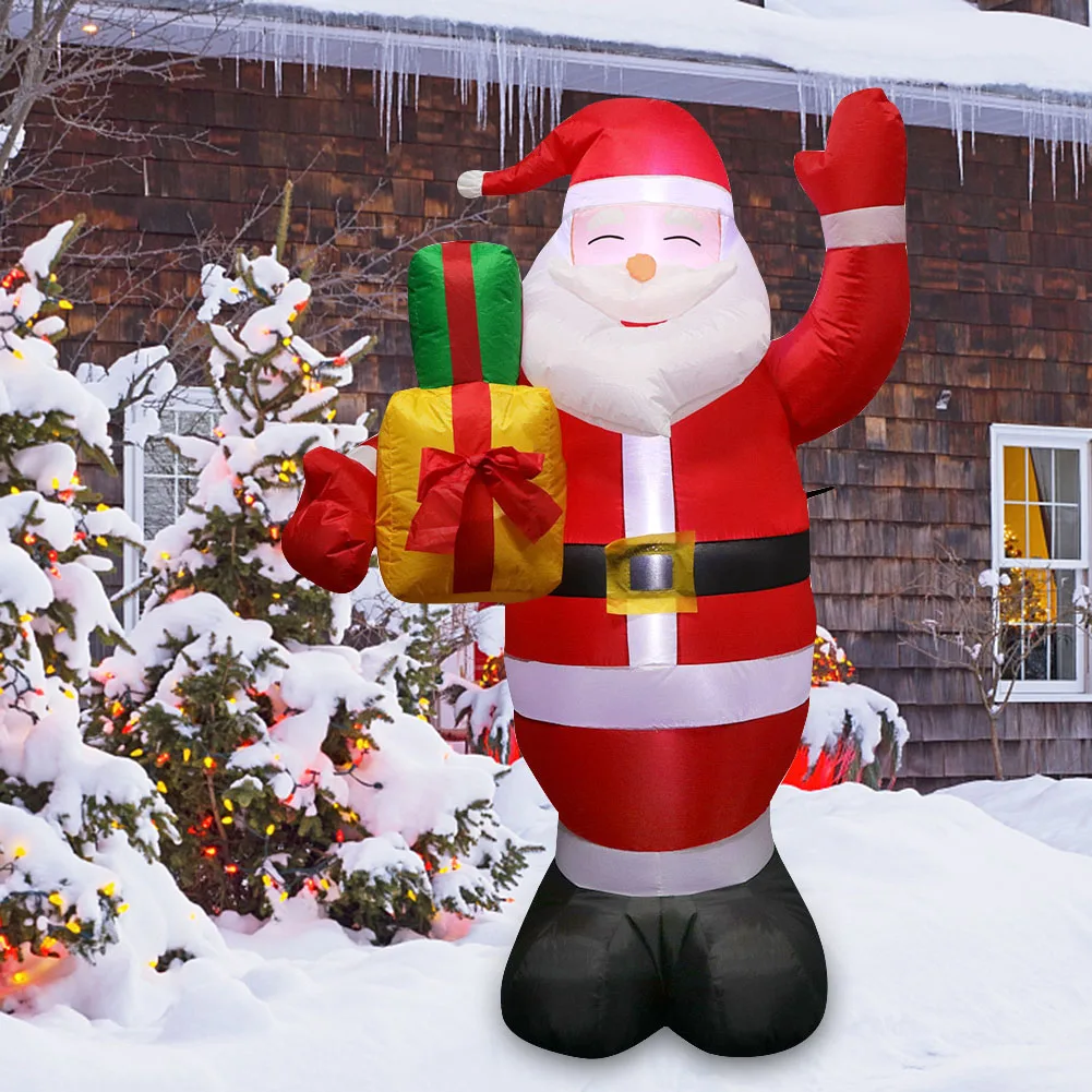 1.5M/5FT Christmas Inflatable Snowman/Deer Trailer Santa Claus Model With LED Lights Outdoor Courtyard Garden Decorae Props