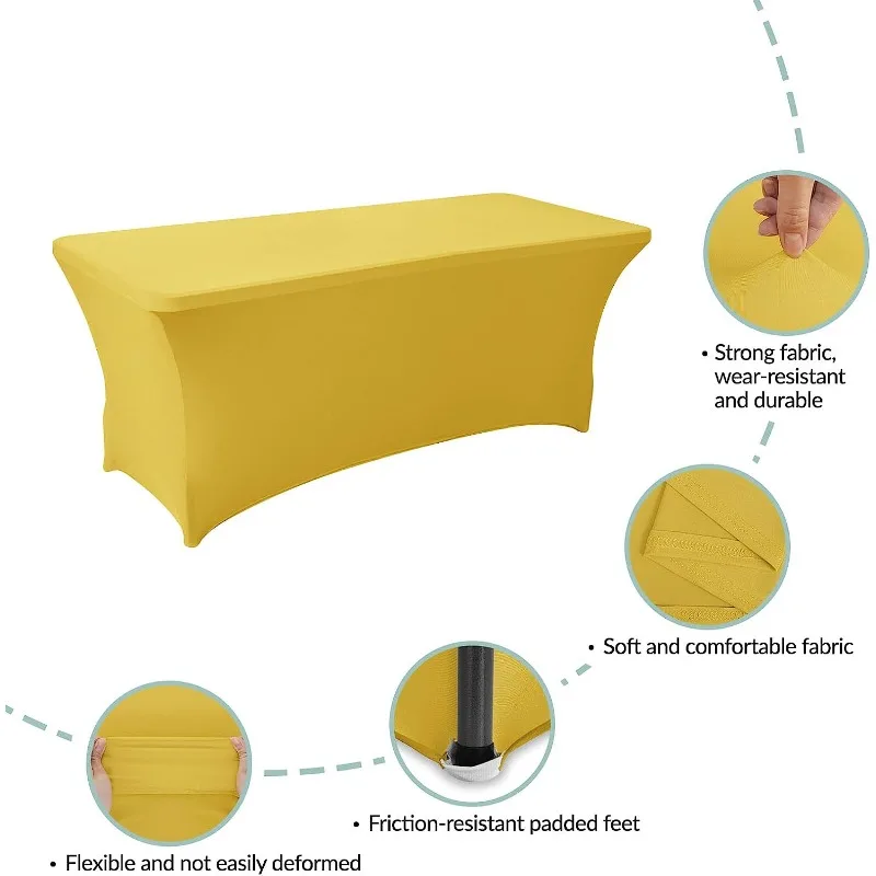 Stretch Spandex Table Cover Fitted Table Clothes for 4/6/8 Foot Rectangle Tables Black for Home Parties