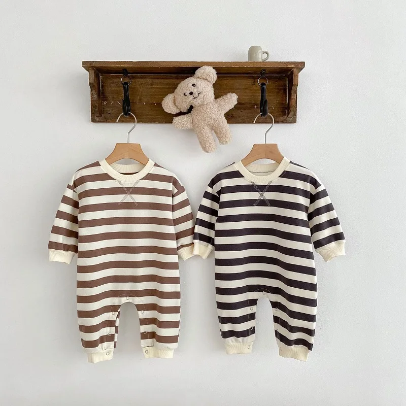 

Casual Newborn Baby Striped Romper For 0-3Years Boy Girl Long Sleeve Loose Cotton Jumpsuit One-Pieces Suit Outfit Spring Clothes