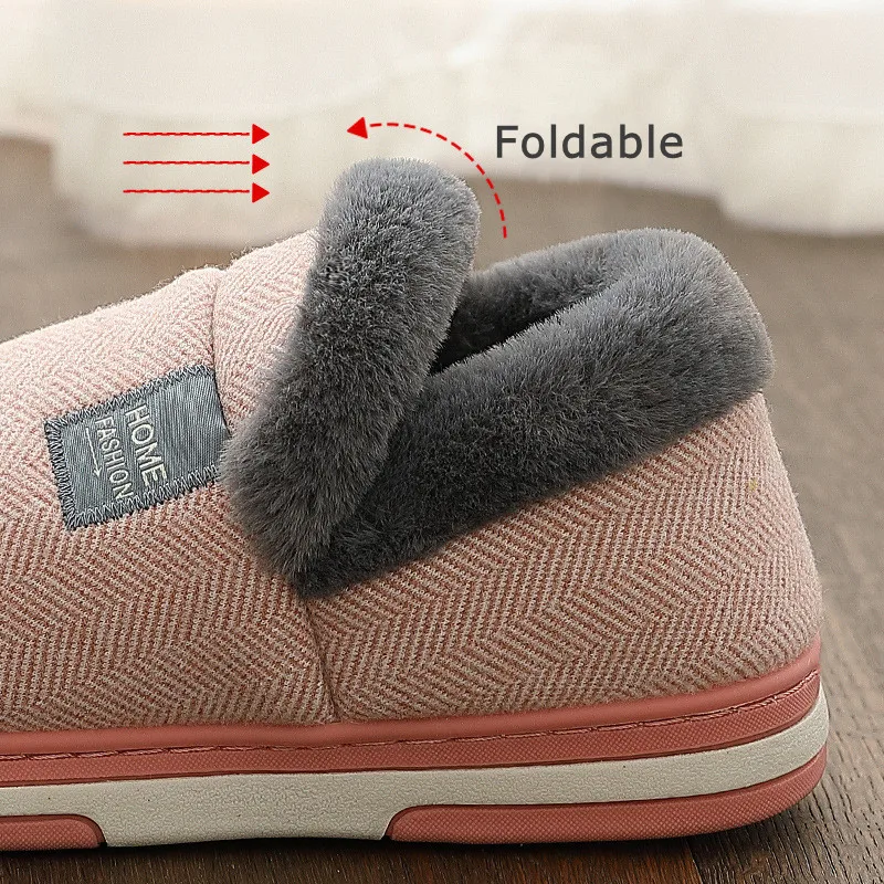 Big Size Slippers Home Men's Winter Shoes Soft Thick Plush Warm Slippers Non Slip Women Couples Slides Bedroom Indoor Footwear