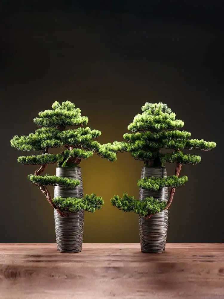 

Artificial Greeting Pine Guest Bonsai Greenery Decoration Office New Chinese Decorations