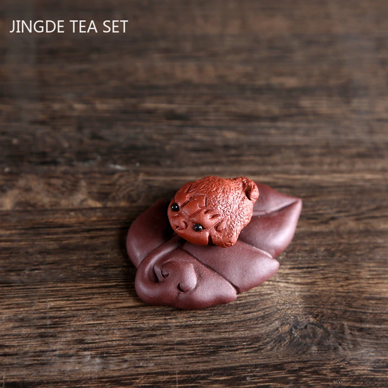 Handmade Purple Clay Mini Tea Pet Animal Statue Tea Table Ornament Office Desktop Decoration Home Flower Pot Decor Crafts