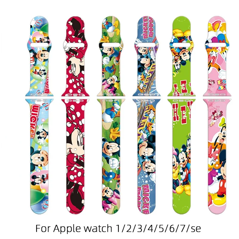 【Disney】Apple Watch バンド ミッキー or ミニー スケッチ柄 ディズニーミッキーミニーためapple watchバンド44ミリメートル