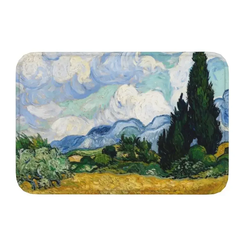 

Custom Wheat Field With Cypresses Doormat Mat Anti-Slip Vincent Van Gogh Kitchen Bath Toilet Rug Carpet 40*60cm