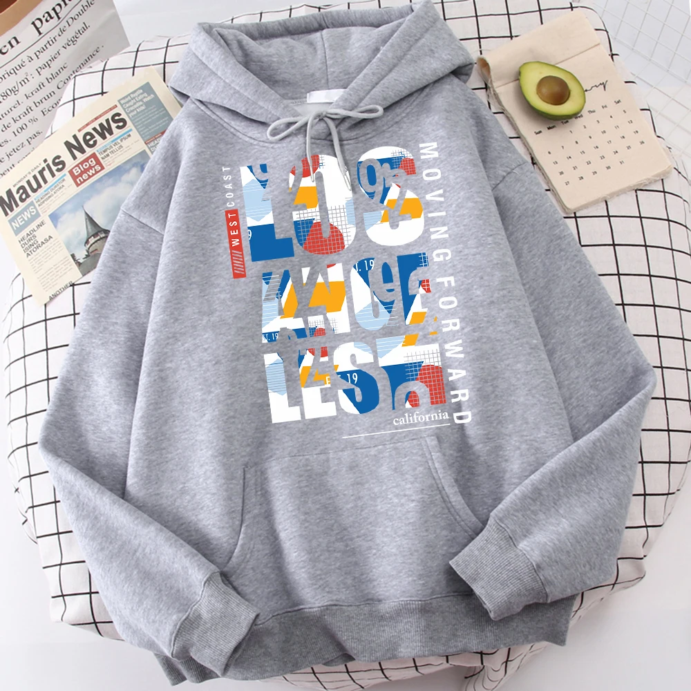 

Los Angeles West Coast Of California Letter Hoodies Men Novelty Street Top Soft Graphic Clothes Vintage Loose Sweatshirt Men'S