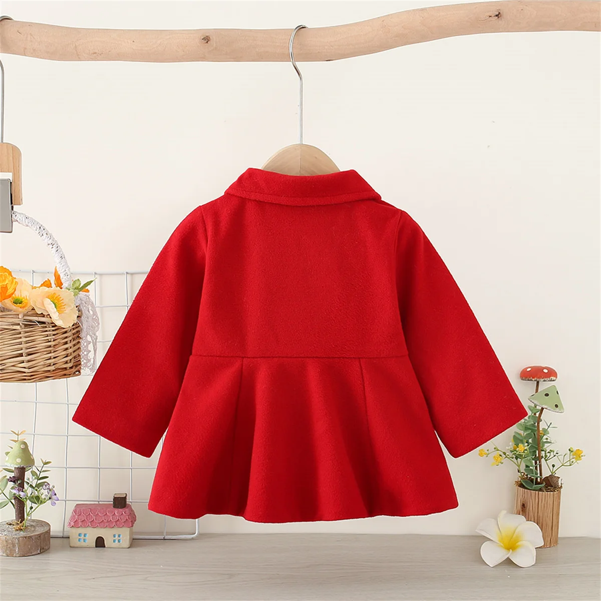 Autumn Newborn Girl Long Sleeve Woolen Coat Thickened Polo Collar Children Jacket Fashion Double breasted Clothing