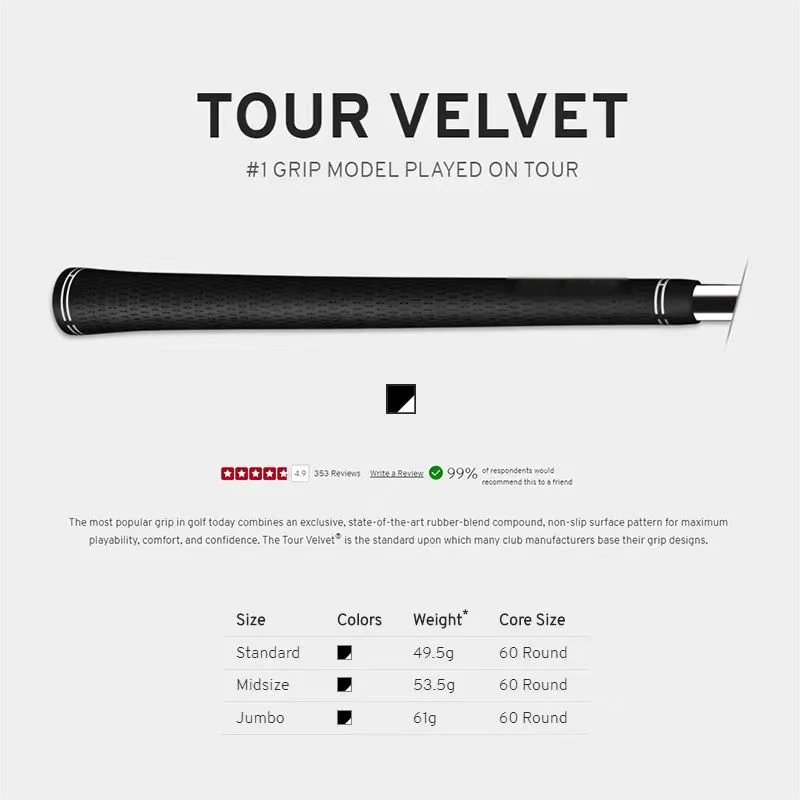 10Pcs/lot Tour Velvet Golf Club Grips, Standard/Midsize/Jumbo Size, Soft And Durable Rubber Non-slip Golf Grips