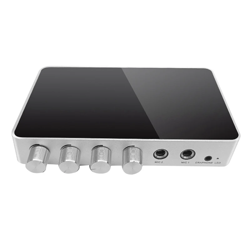 

Микшер KM200 4K Mini HD для караоке, аудио микшер с двумя микрофонами, регулировка громкости, для сцены, KTV