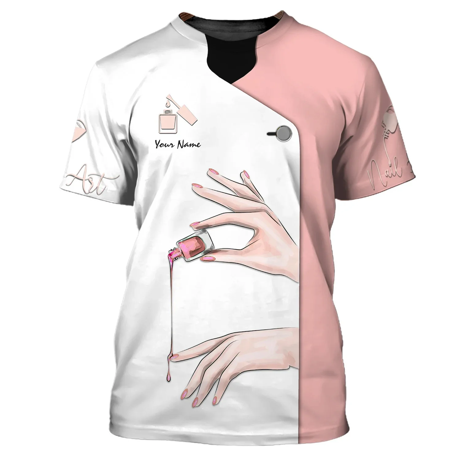 Neueste Nagel Künstler Sommer T shirt Custom Name Nagel Salon Uniform Manicurist Geschenk 3D Gedruckt Unisex t hemd Casual Tops DW166 – Detail 20