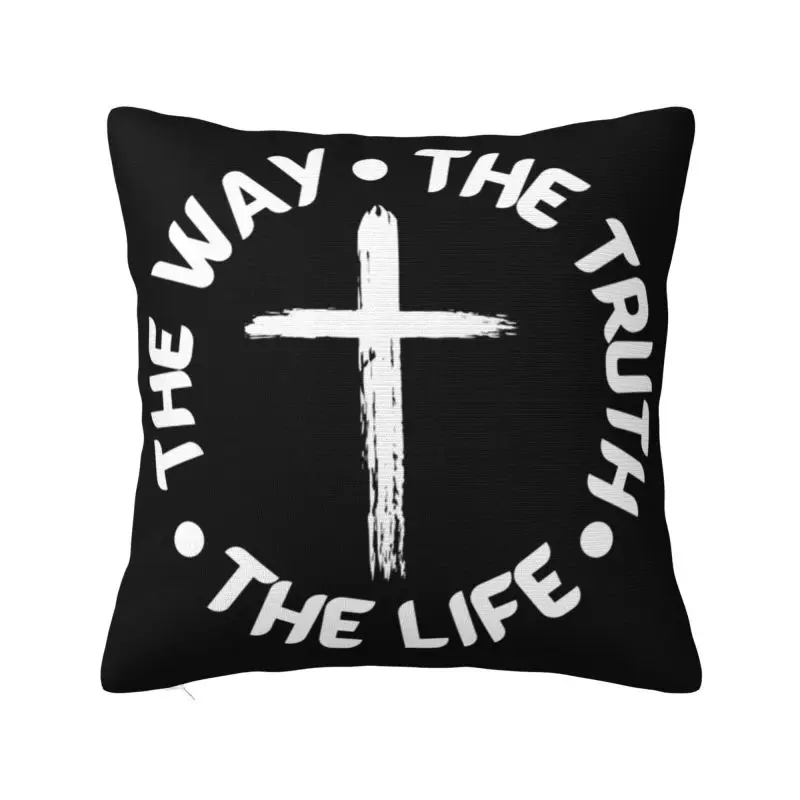 

The Way The Truth The Life Christian Pillow Case for Living Room Jesus Christ Christianity Cross Cushion Cover Velvet Pillowcase