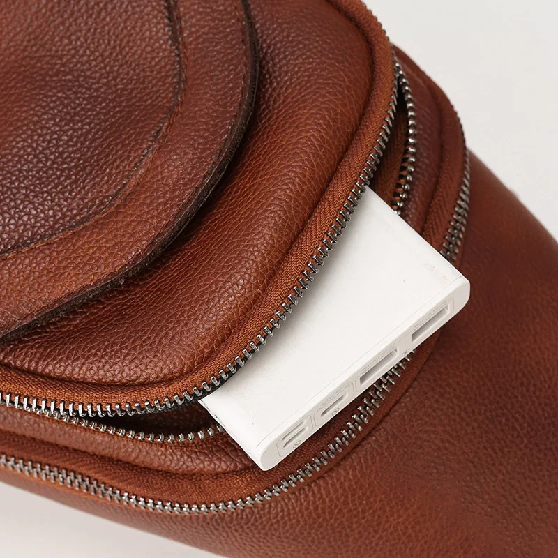 Luxury Designer Mens Genuine Top Grain Leather Chest Bag image 24